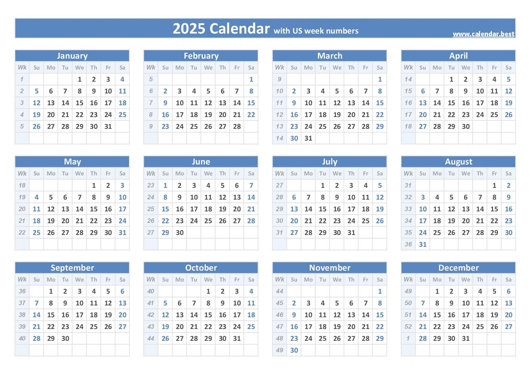 Week Numbers For 2025 List And Calendar Calendar best