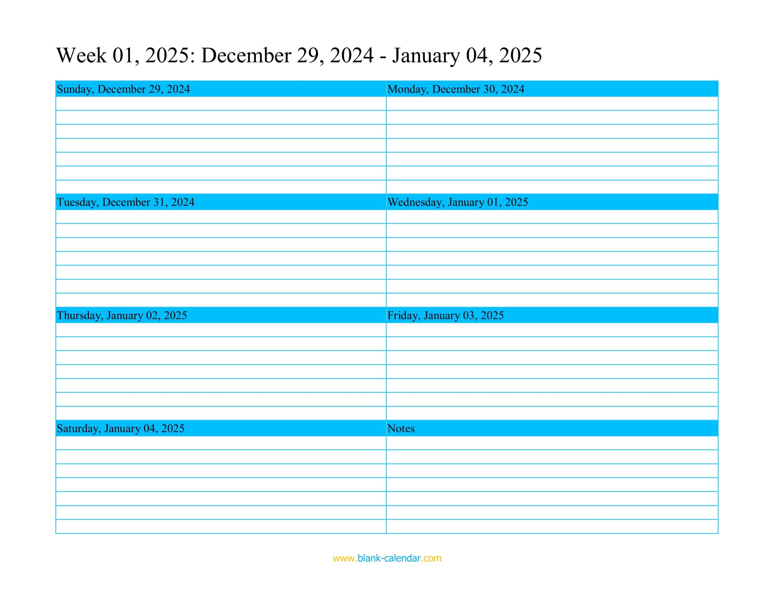 Weekly Calendar Printable December 2025