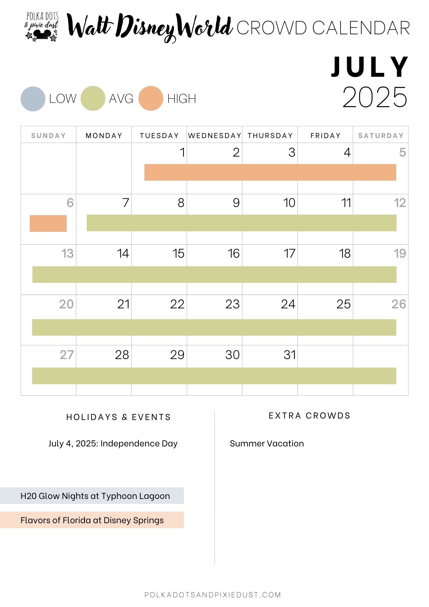 Wdw Crowd Calendar July 2025