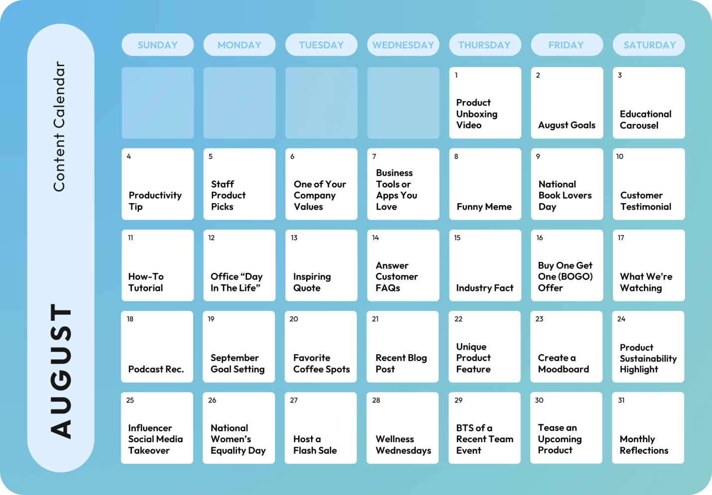 Your August 2024 Social Media Planner Plann By Linktree