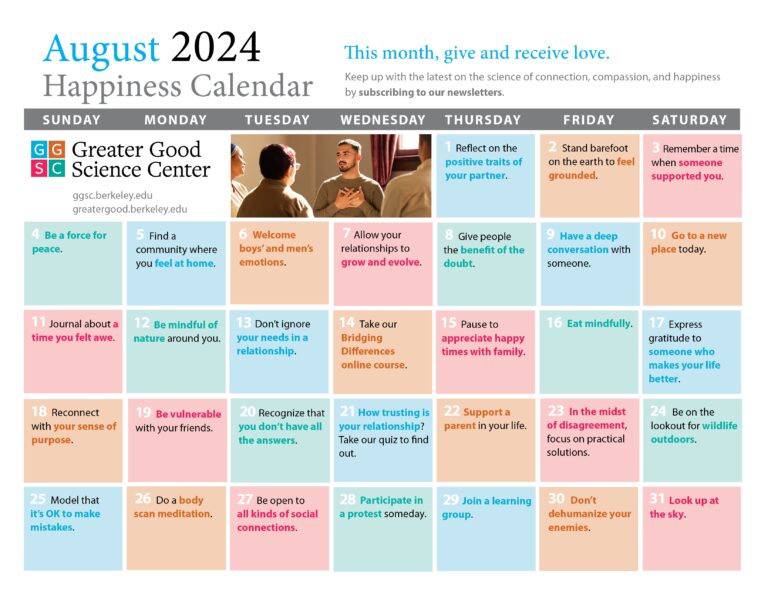 Your Happiness Calendar For August 2024