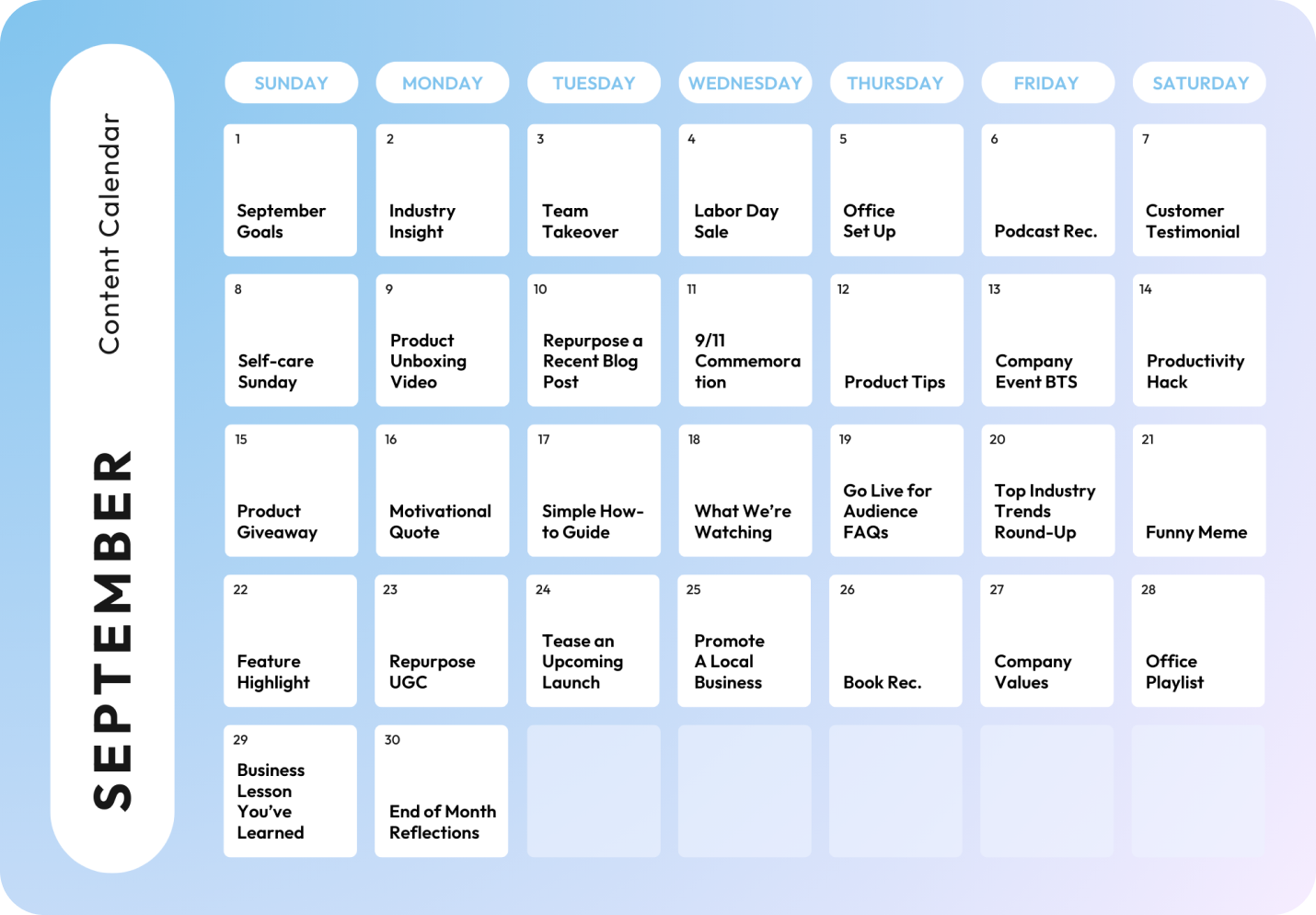 Your September 2024 Social Media Planner Plann By Linktree