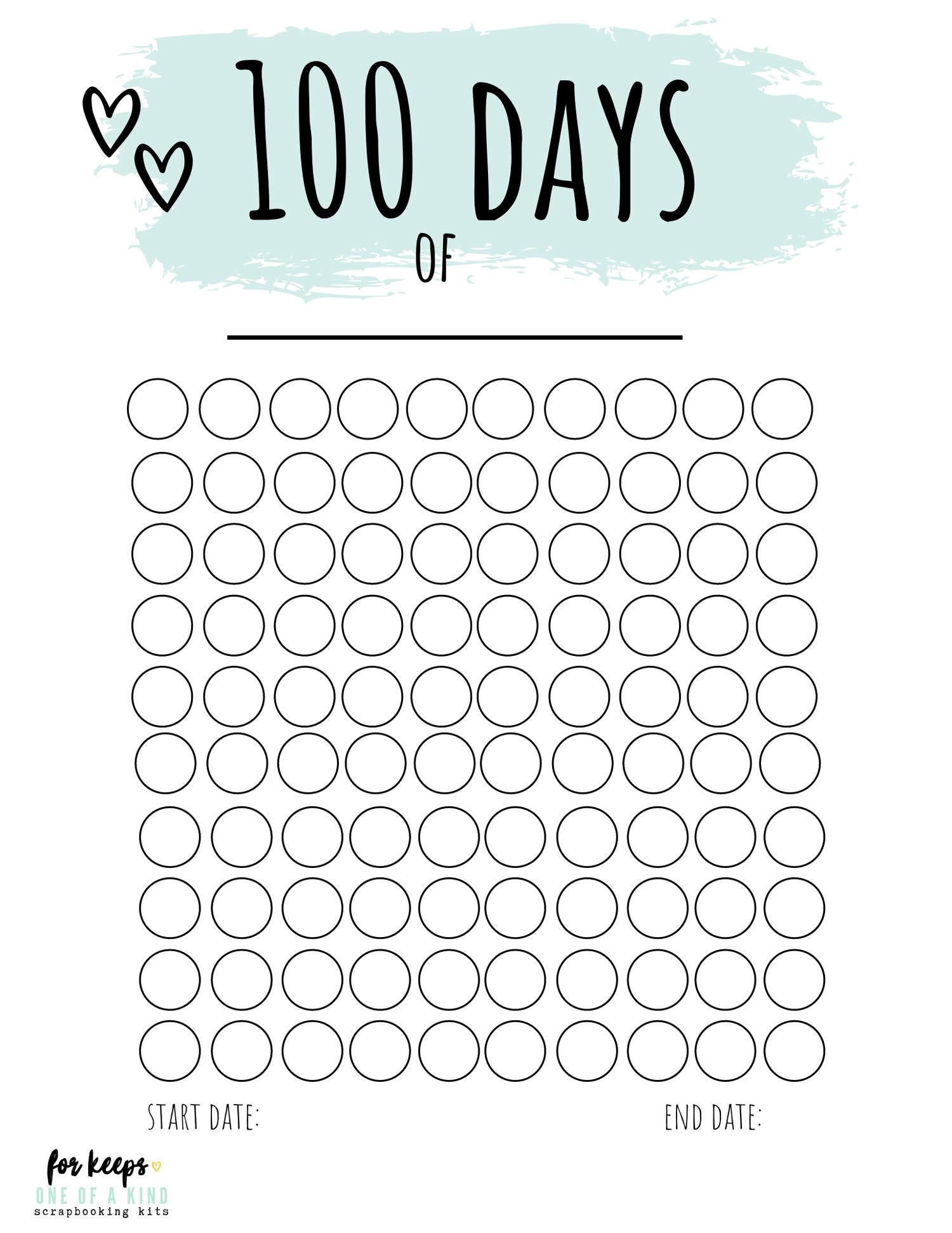 100 Days Printable For Keeps