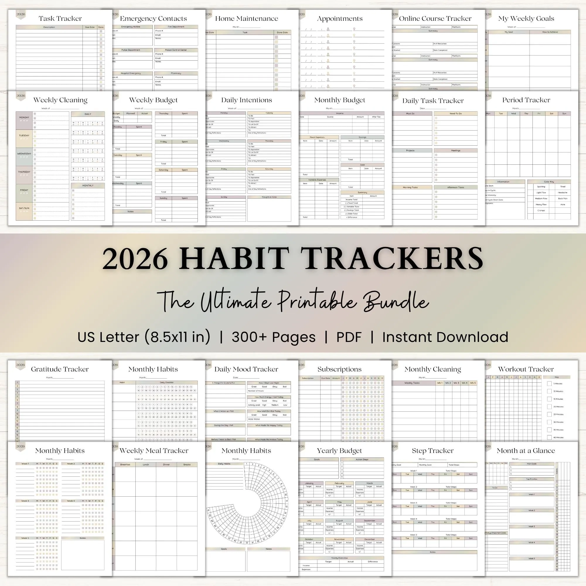 2026 Printable Habit Tracker Template