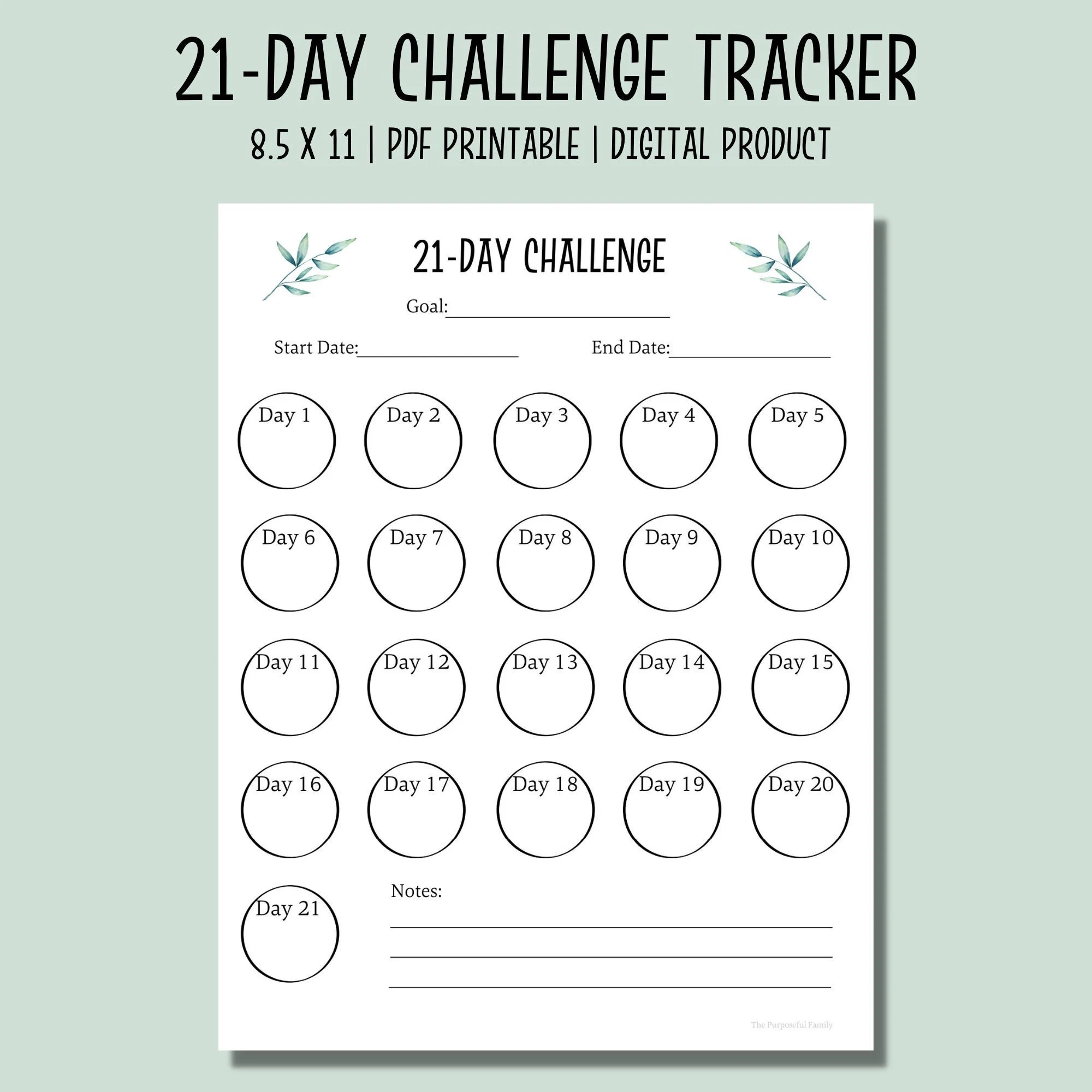 21 day Challenge Tracker Printable Habit Tracker PDF Goal Tracker Fitness Tracker Etsy