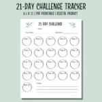 21 day Challenge Tracker Printable Habit Tracker PDF Goal Tracker Fitness Tracker Etsy