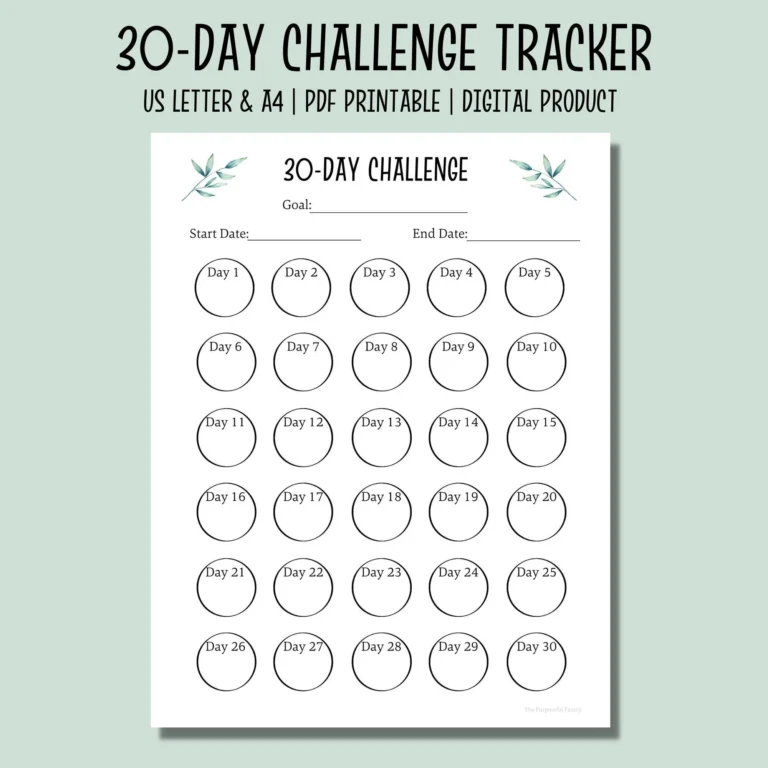 30 Day Challenge Tracker Printable Printable Habit Tracker PDF Printable Digital Download Etsy