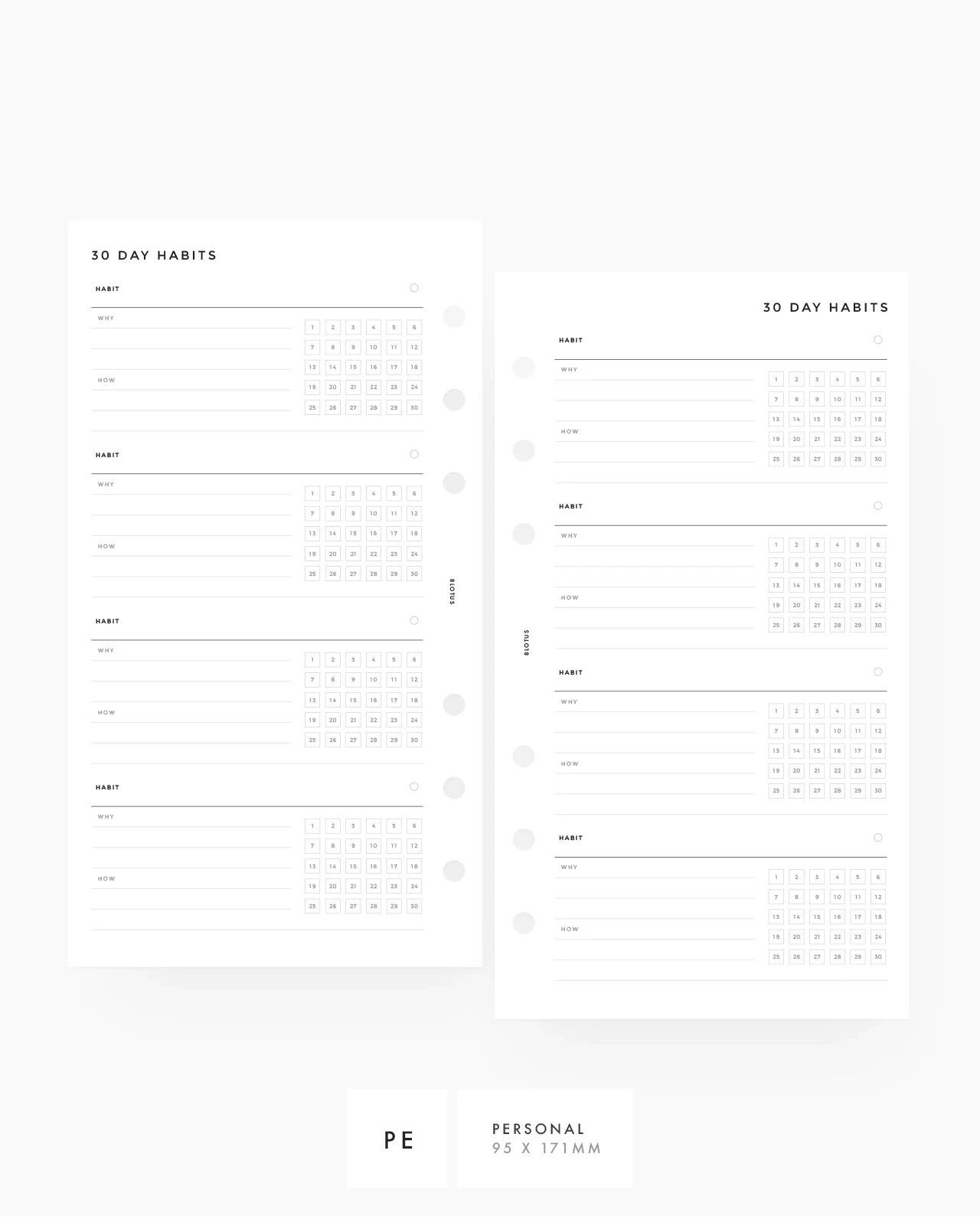 30 Day Habit Tracker PRINTABLE Inserts 8Lotus