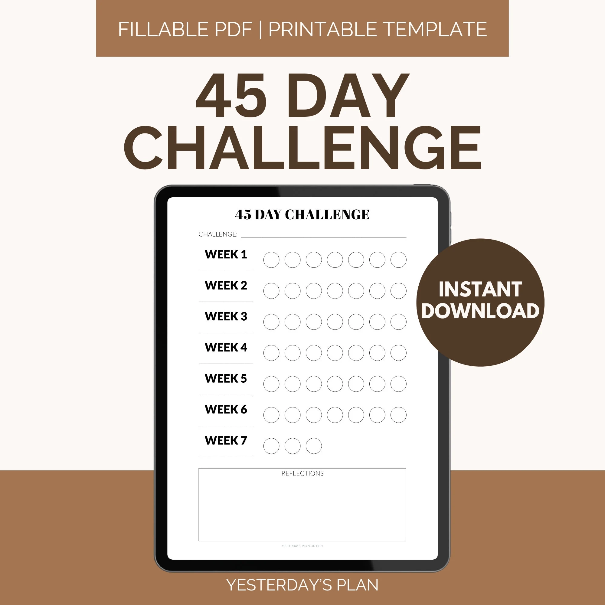 45 day Challenge Tracker Goal Habit Progress digital Download Etsy