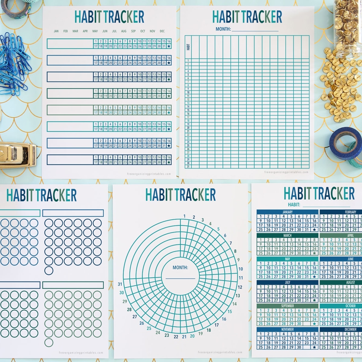 5 Free Habit Tracker Printable Templates