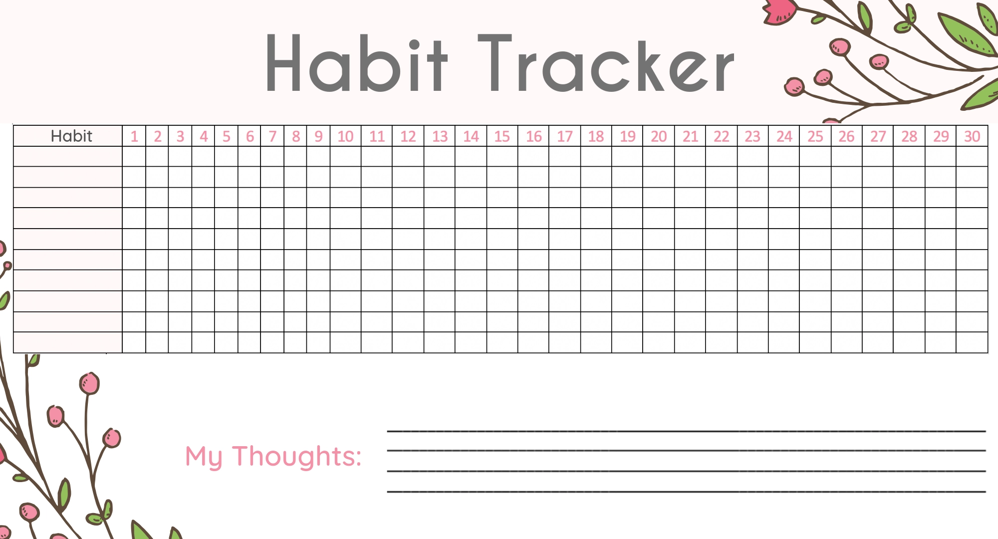Free Bullet Journal Habit Tracker Printables