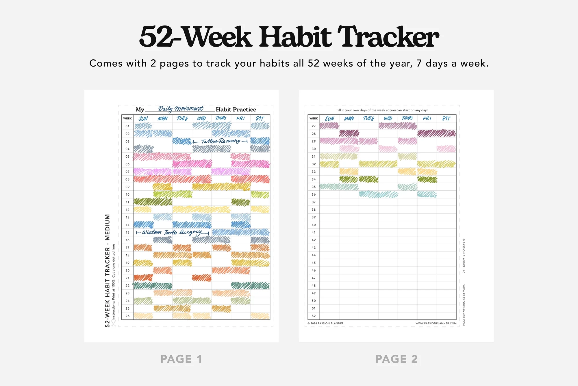 52 Week Habit Tracker Free Printable Passion Planner