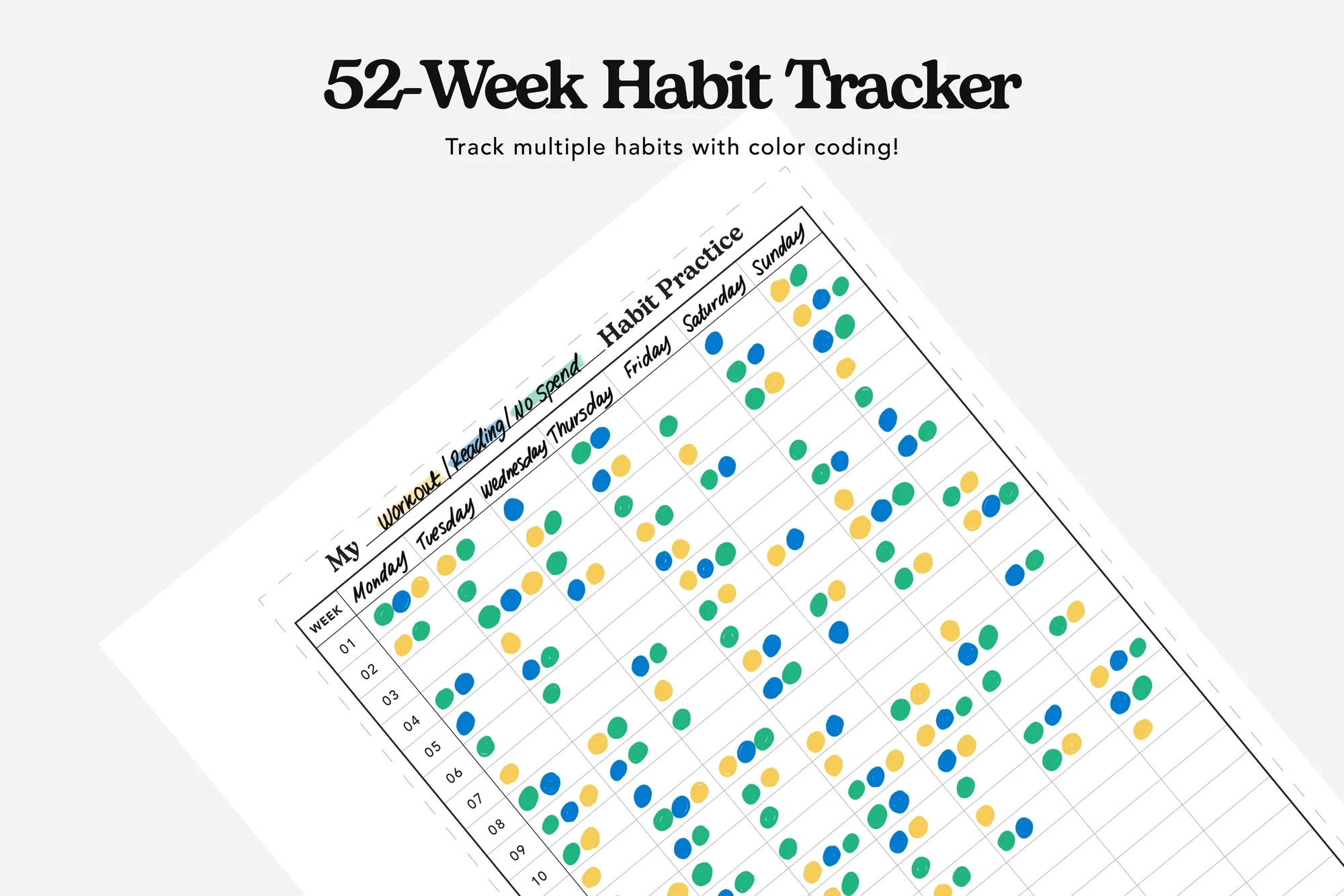 52 Week Habit Tracker Printable