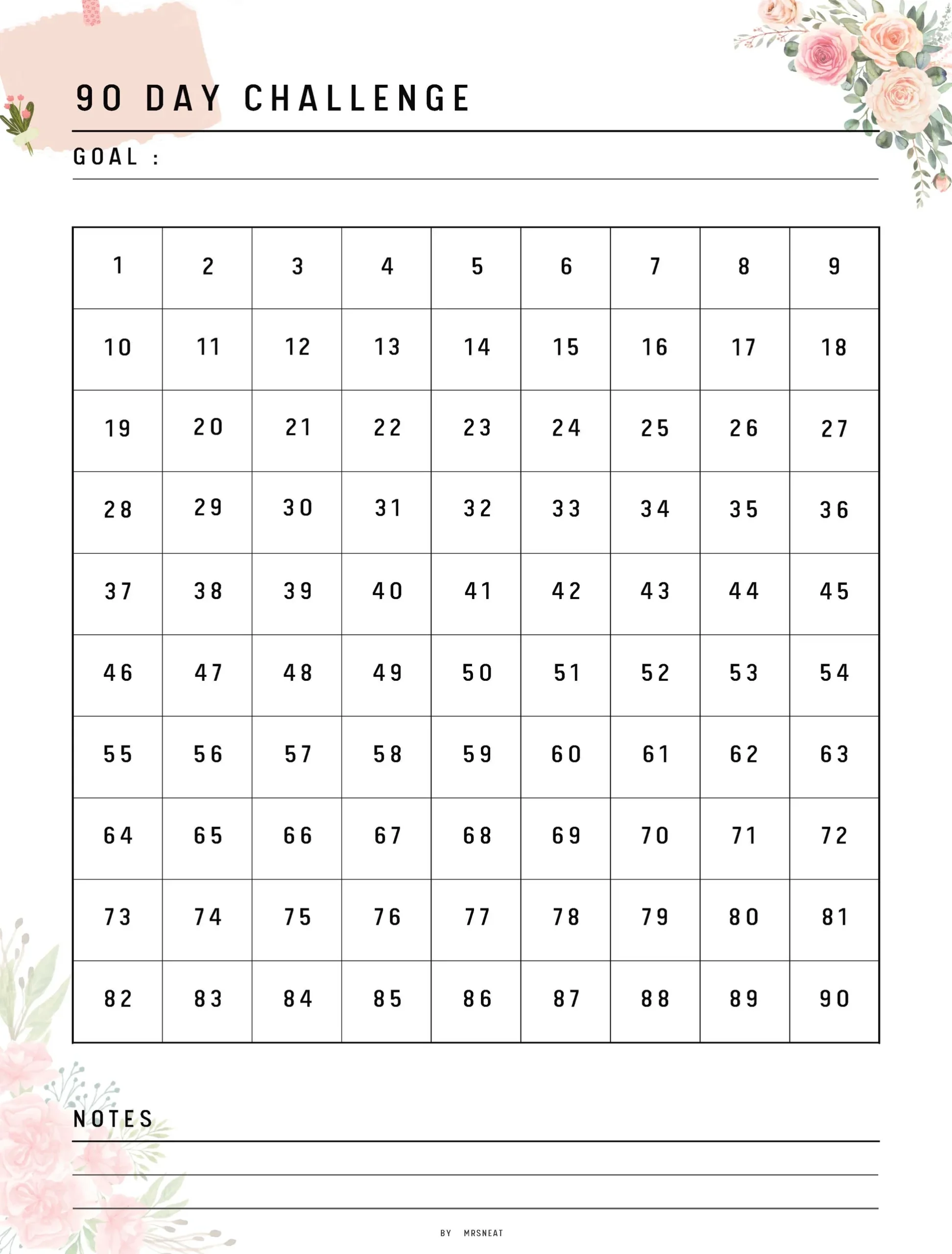 90 Day Habit Tracker Printable 90 Day Habit Tracker Printable