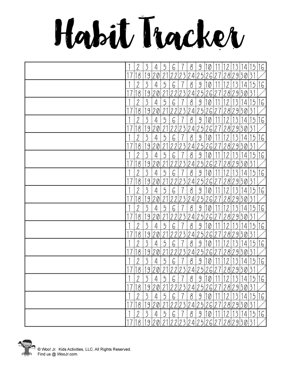 Habit Tracker For Kids Printable