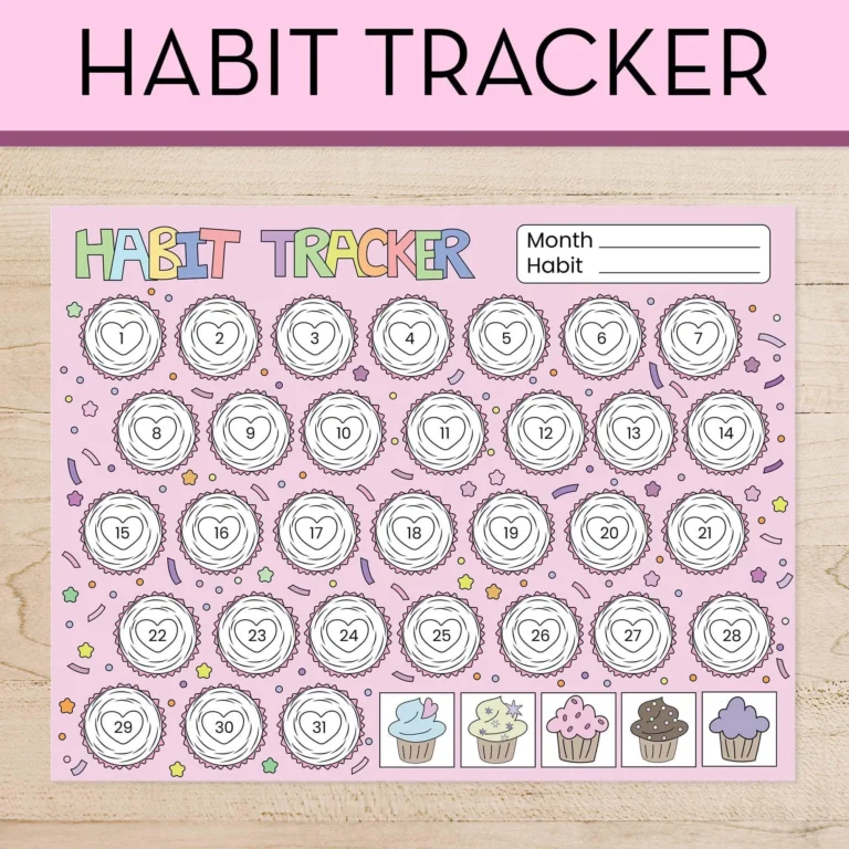 Cupcake Habit Tracker Cute Printable Daily Routine Checklist For Kid Reward Chart Digital Monthly Tracker ADHD Autism Visual Schedule Chart Etsy