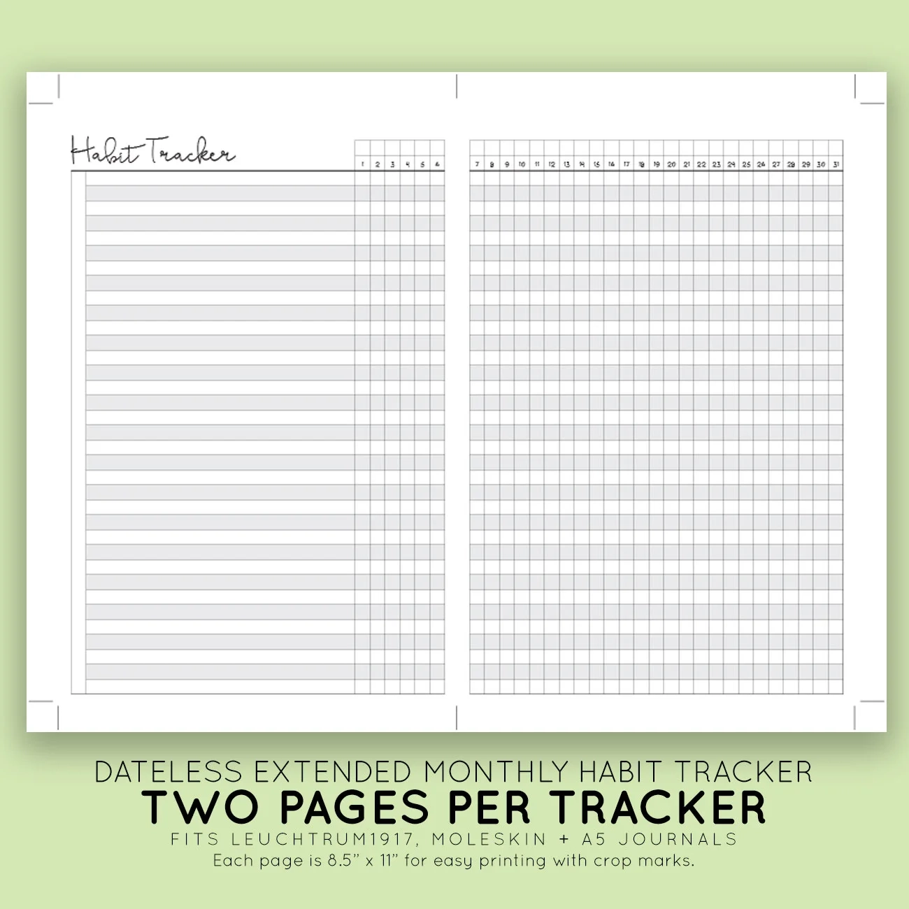 Printable Habit Tracker Moleskine