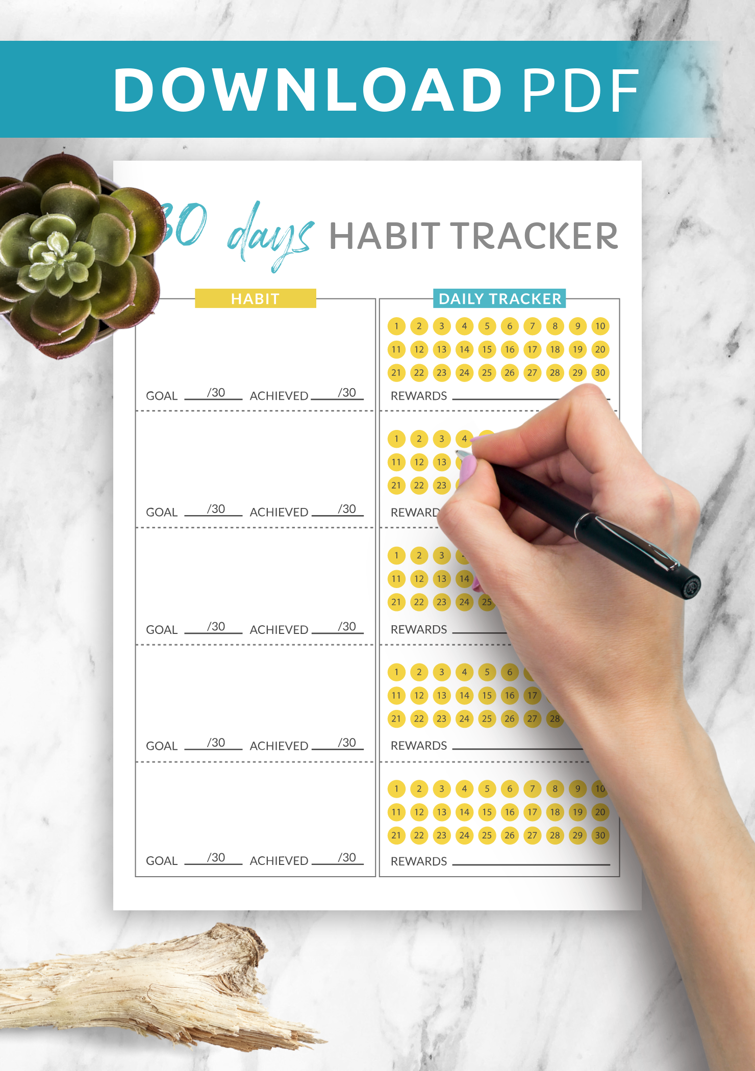 30 Days Habit Tracker Printable