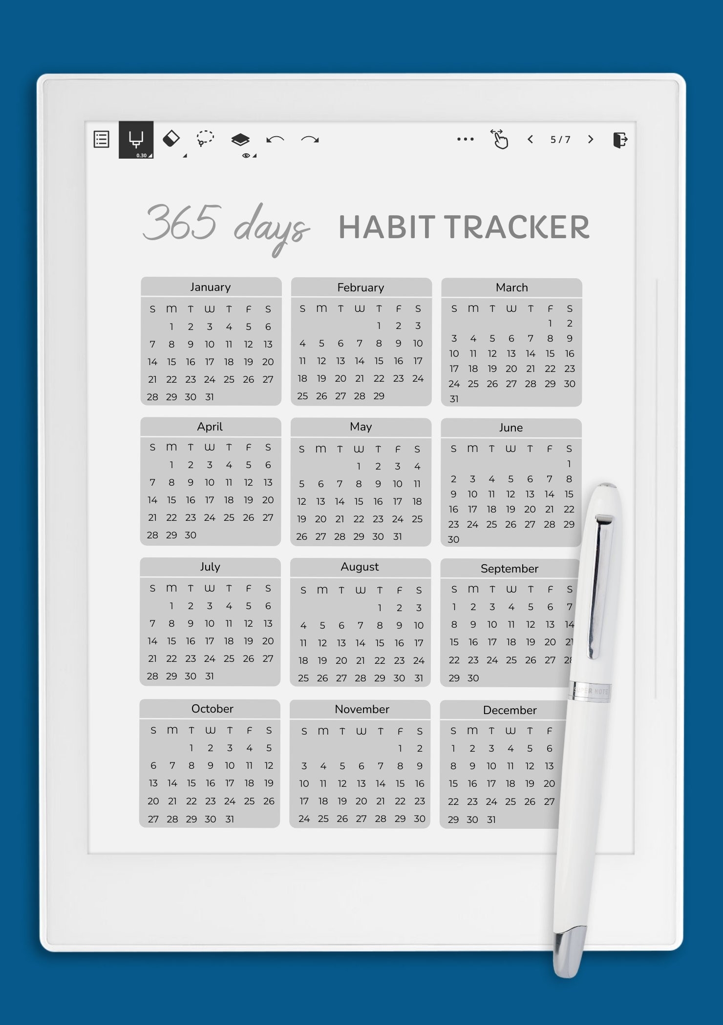 365 Day Habit Tracker Printable