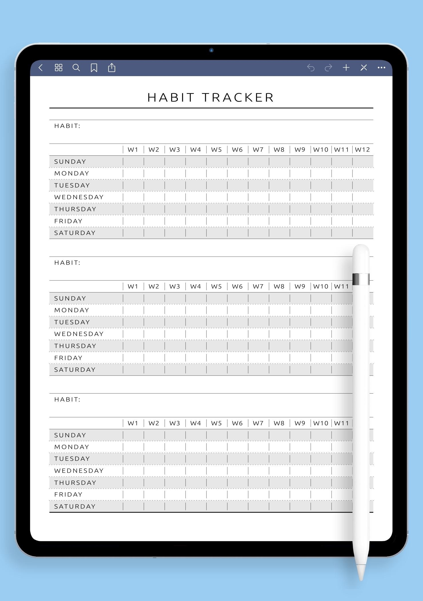 Download Printable Fitness Habit Tracker Template PDF