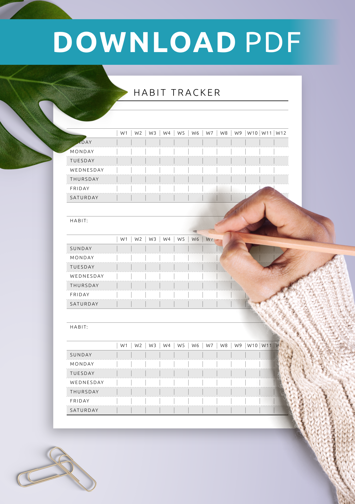 Fitness Habit Tracker Printable
