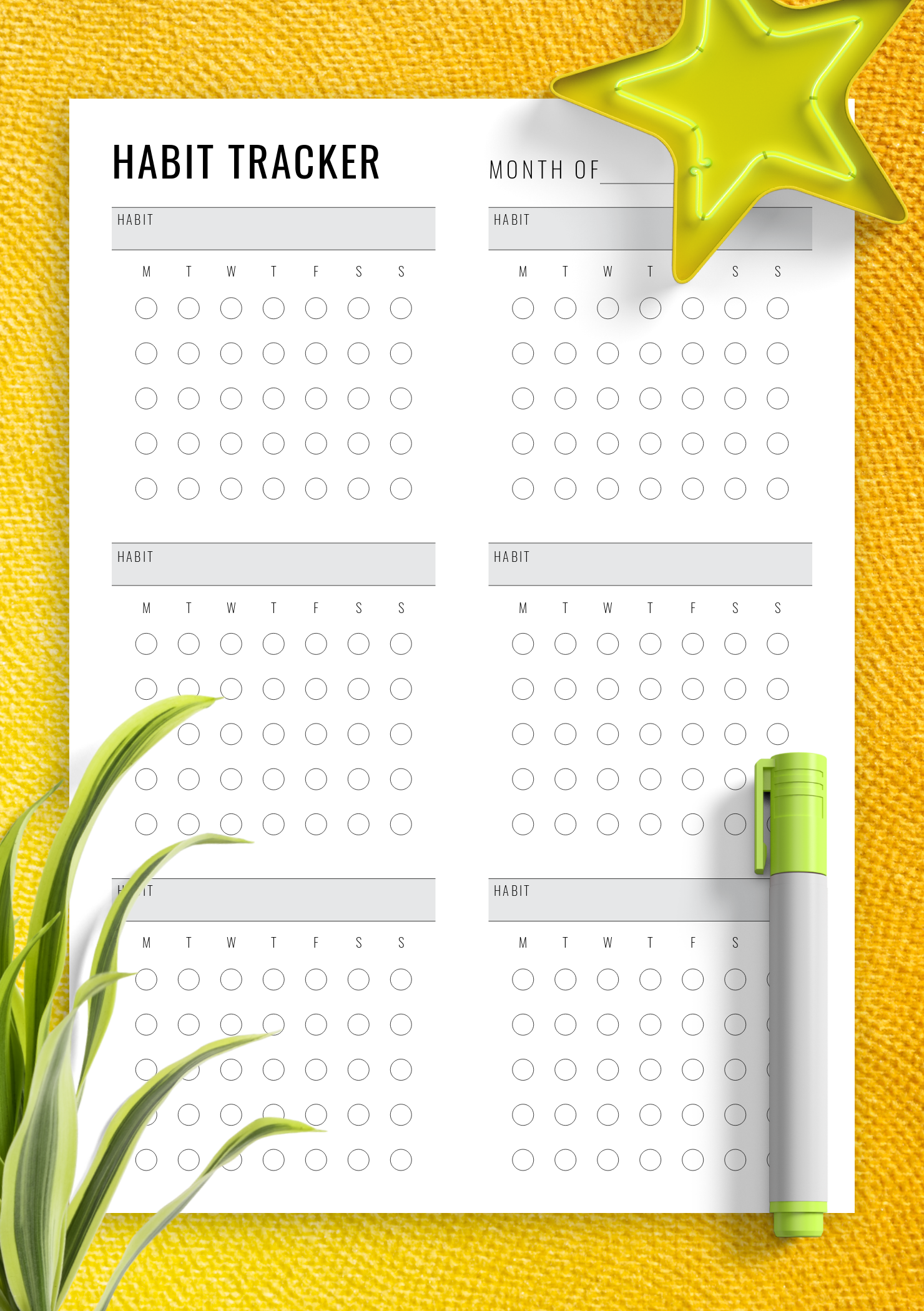 Habit Tracker Printable Editable