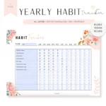Floral Yearly Habit Tracker M040 Mrsneat