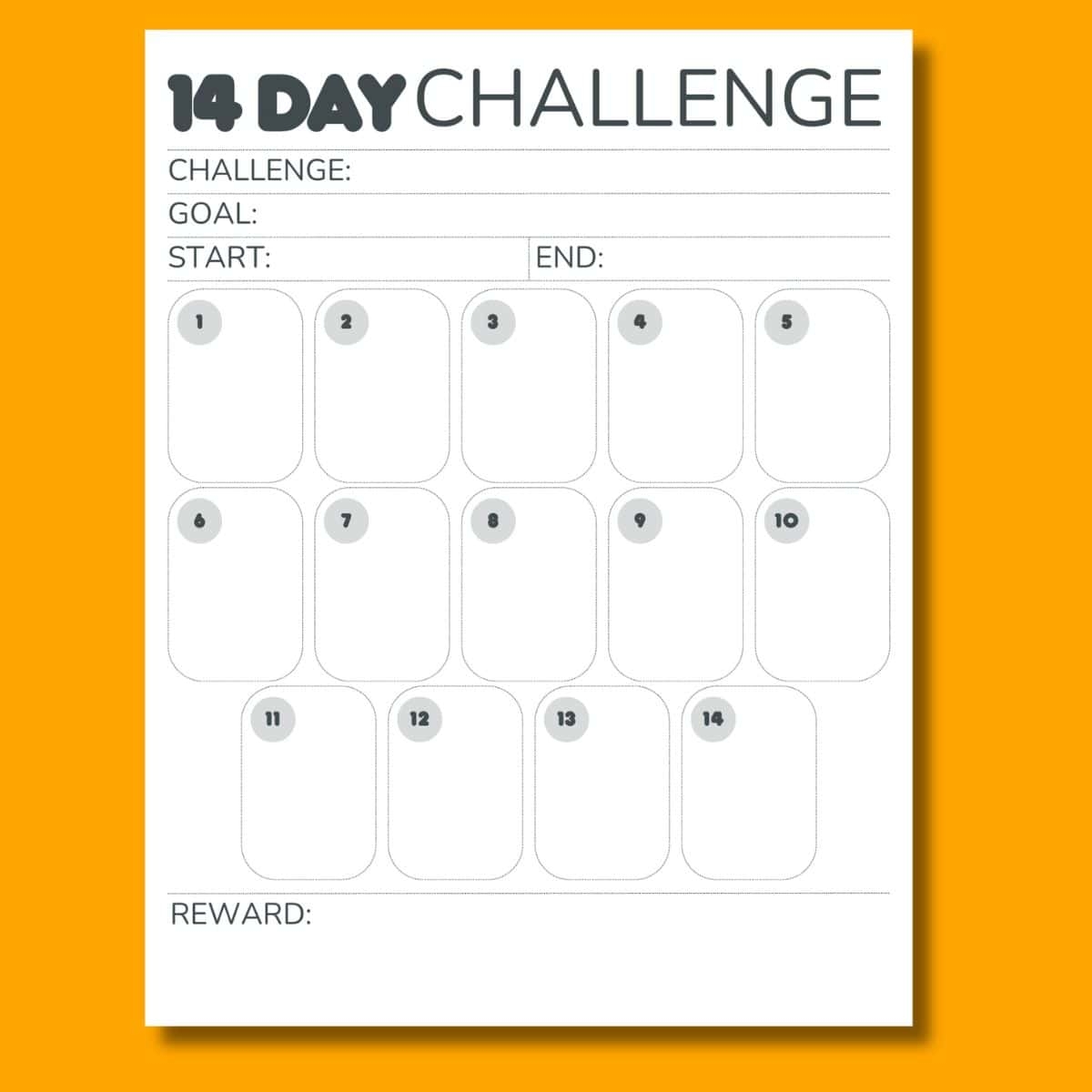 FREE 14 Day Challenge Calendar Printable PDF