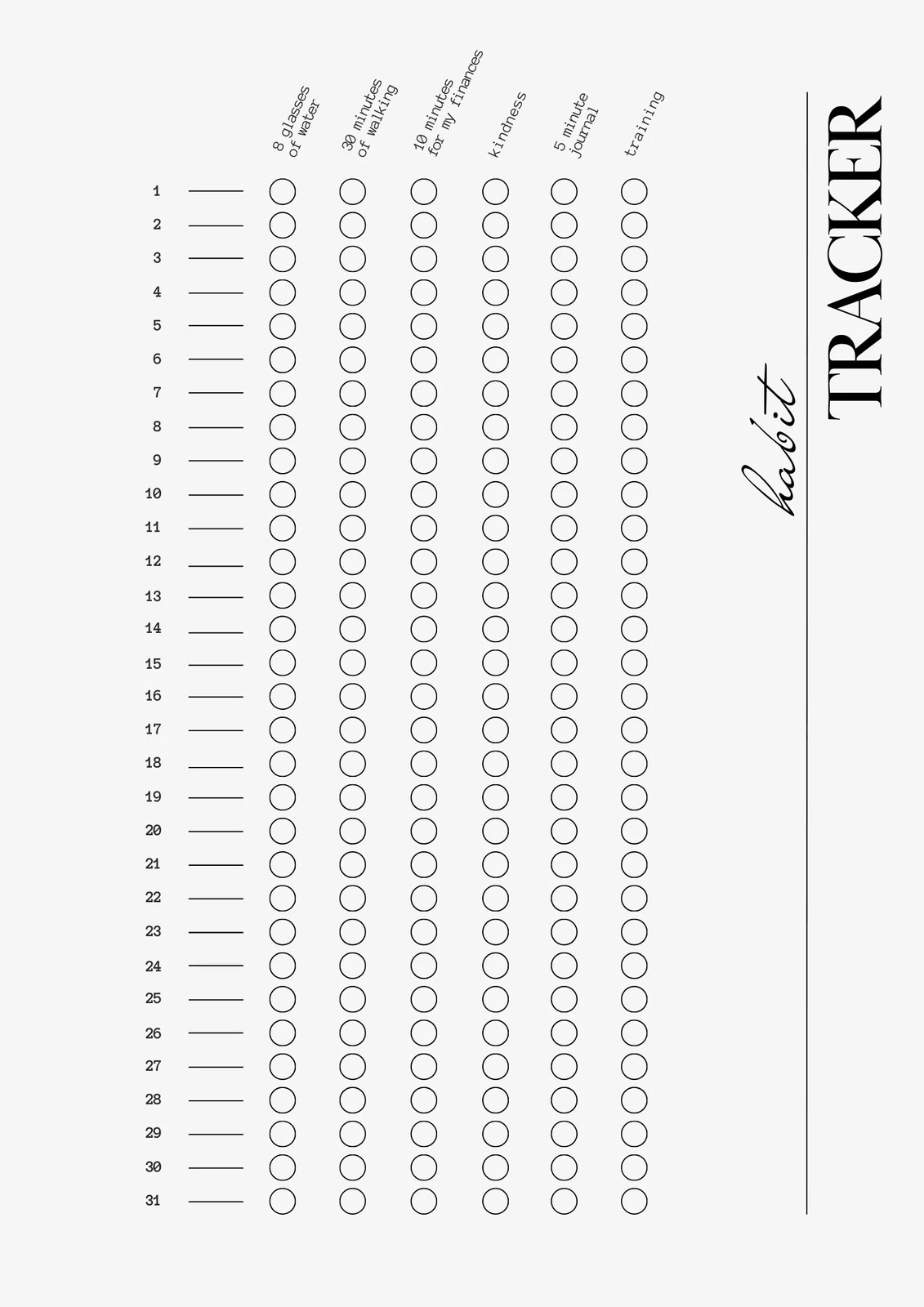 Aesthetic Habit Tracker Printable