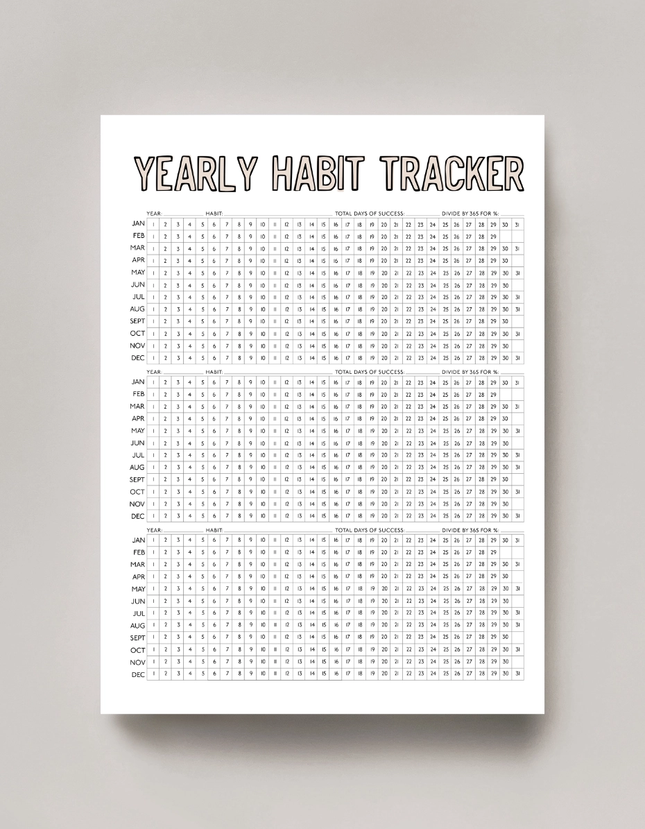 Yearly Habit Tracker Free Printable