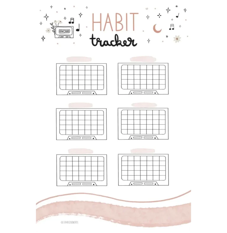 Free Music Themed Bullet Journal Habit Tracker Printable NotebookTherapy