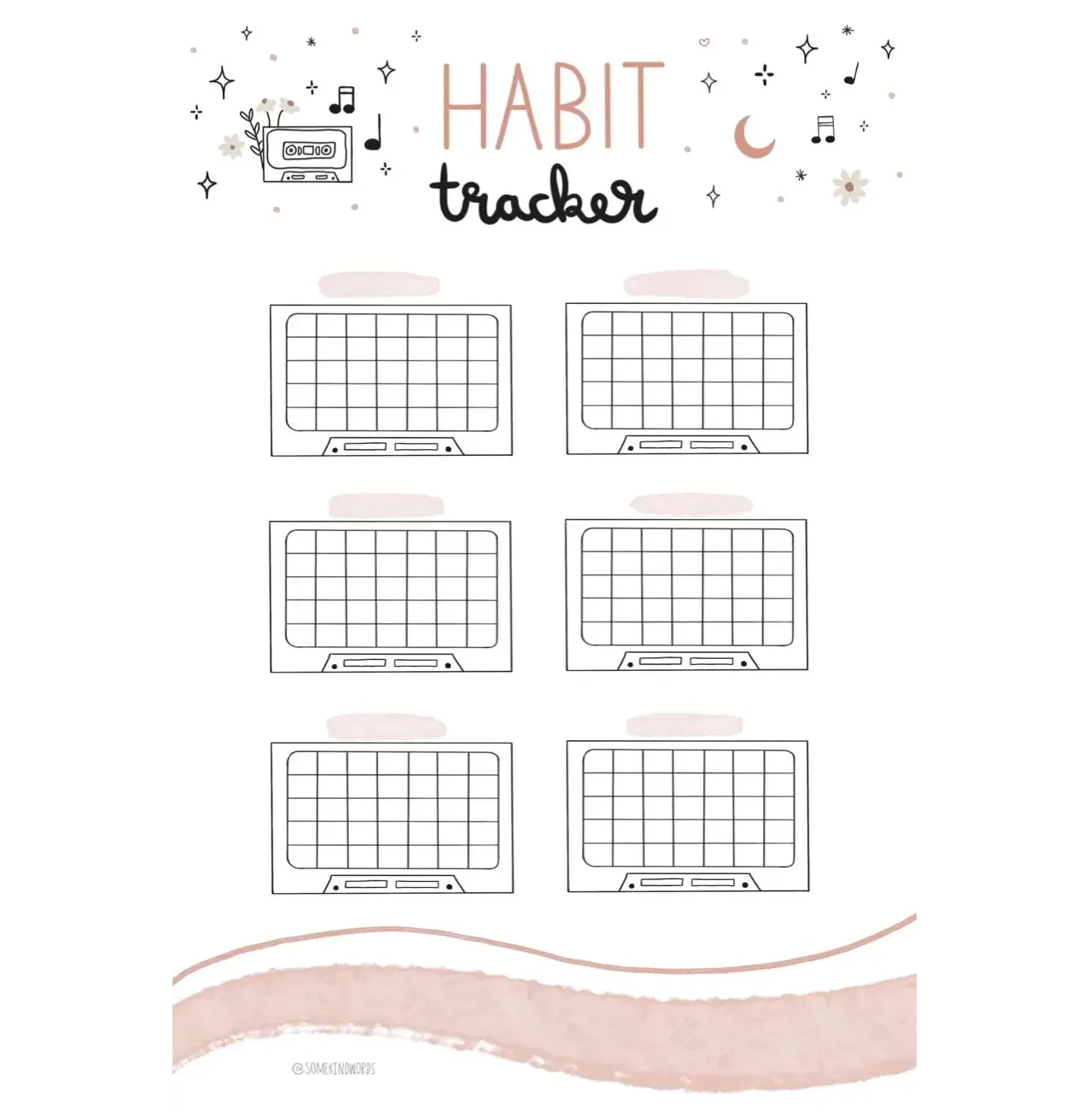 Free Music Themed Bullet Journal Habit Tracker Printable NotebookTherapy