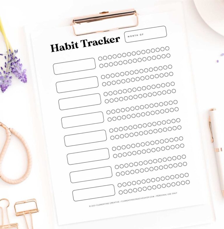 Free Printable 30 Day Habit Tracker Clementine Creative
