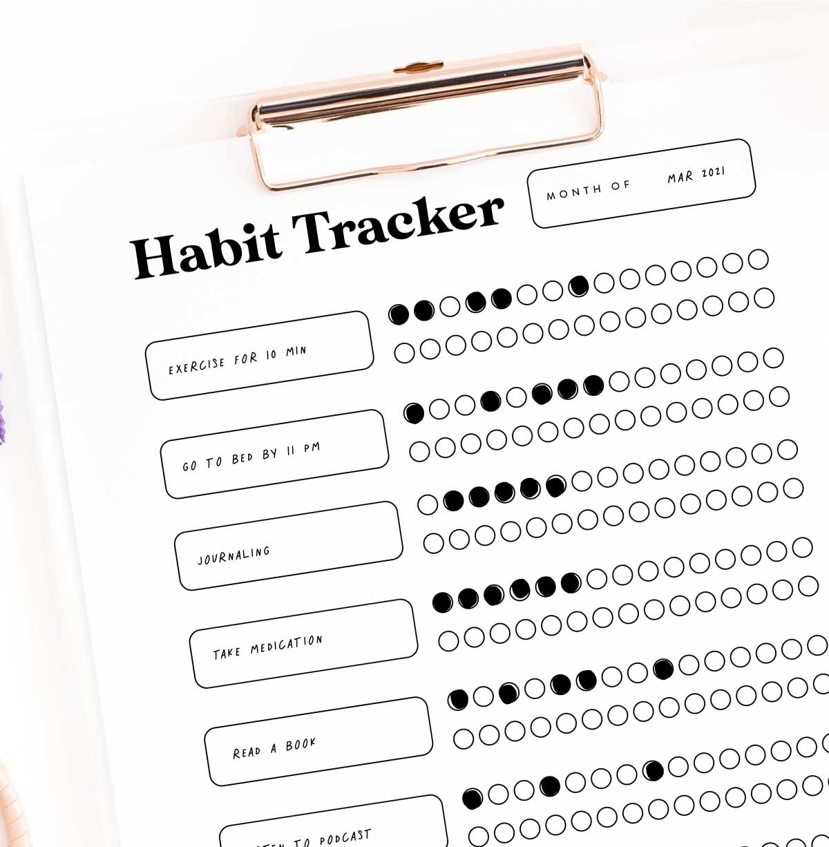 Bullet Journal Free Printable Habit Tracker