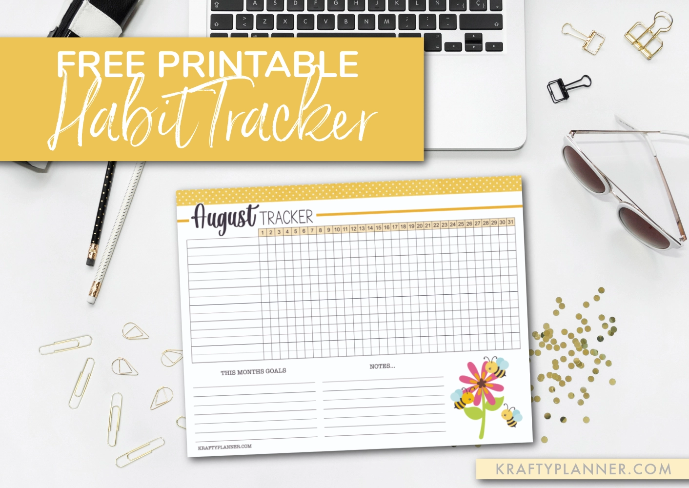 Free Printable August Habit Tracker Krafty Planner