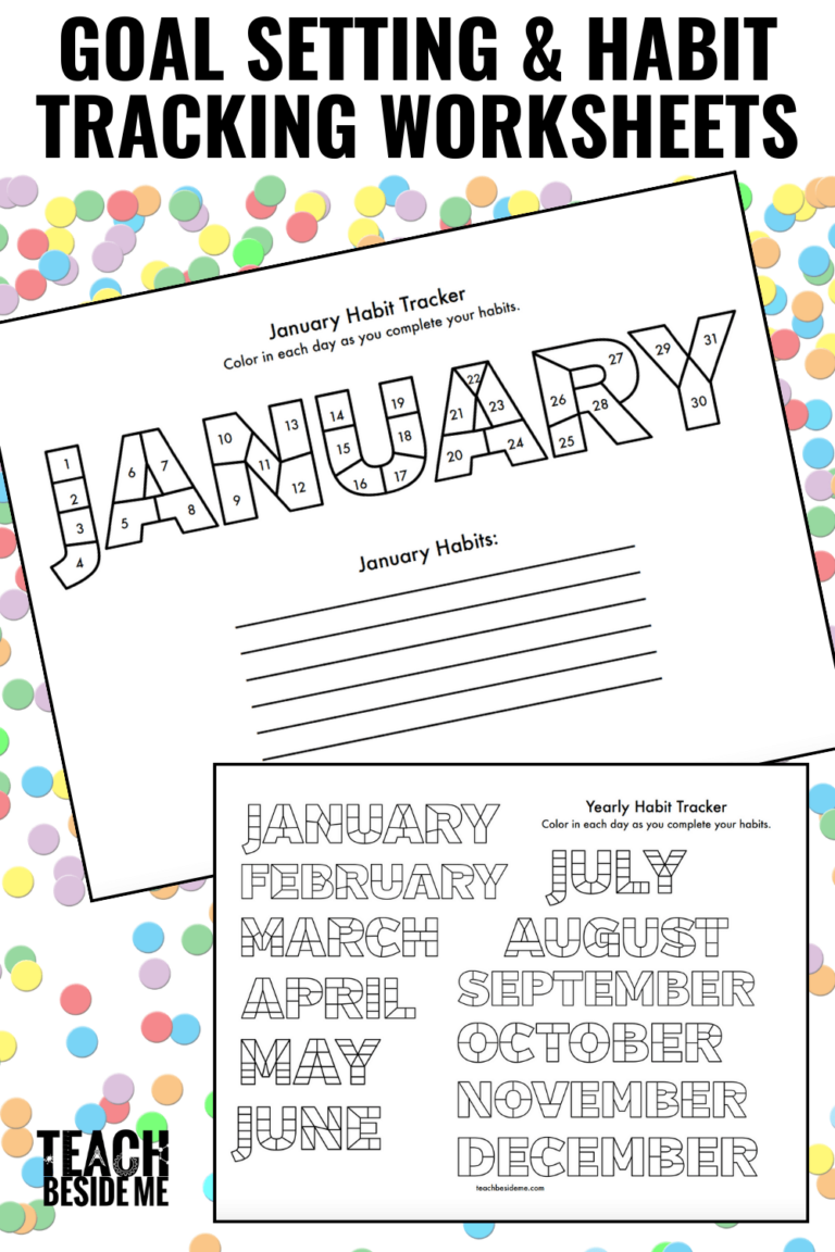 Free Printable Habit Tracker Goal Setting Worksheet Teach Beside Me