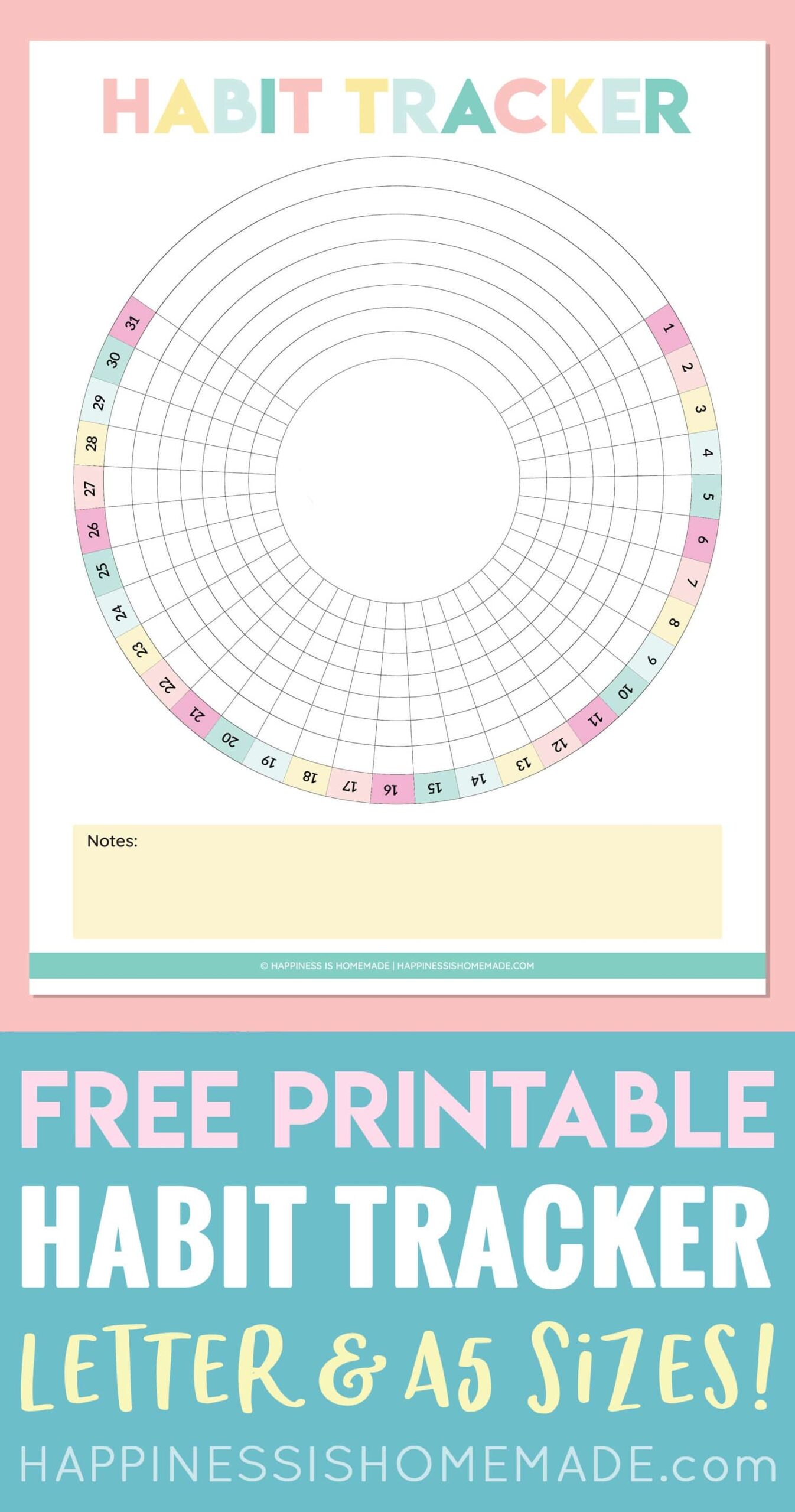 Downloadable Free Printable Circle Habit Tracker