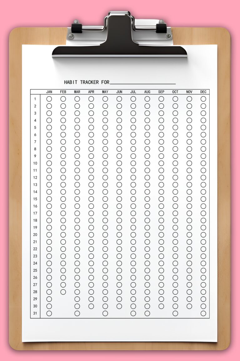 Free Printable Habit Tracker Set 30 31 28 29 Day