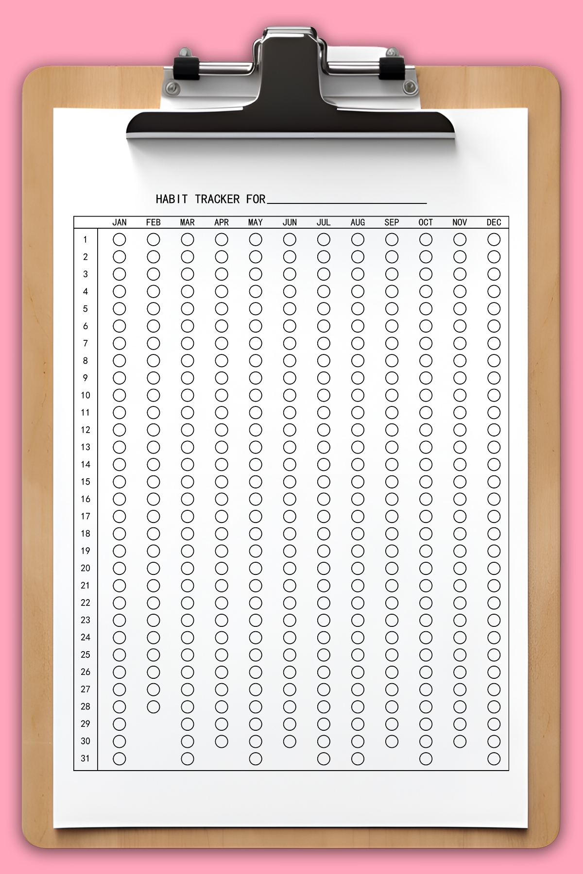 Free Printable Habit Tracker Set 30 31 28 29 Day