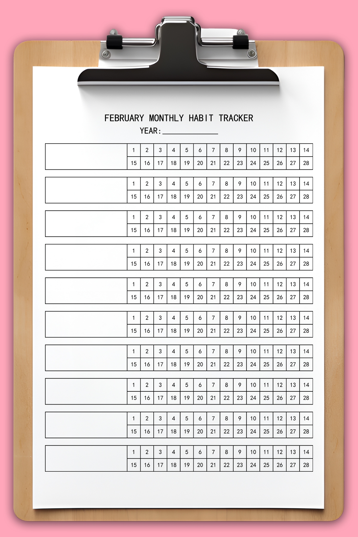 Free Printable Habit Tracker Set 30 31 28 29 Day