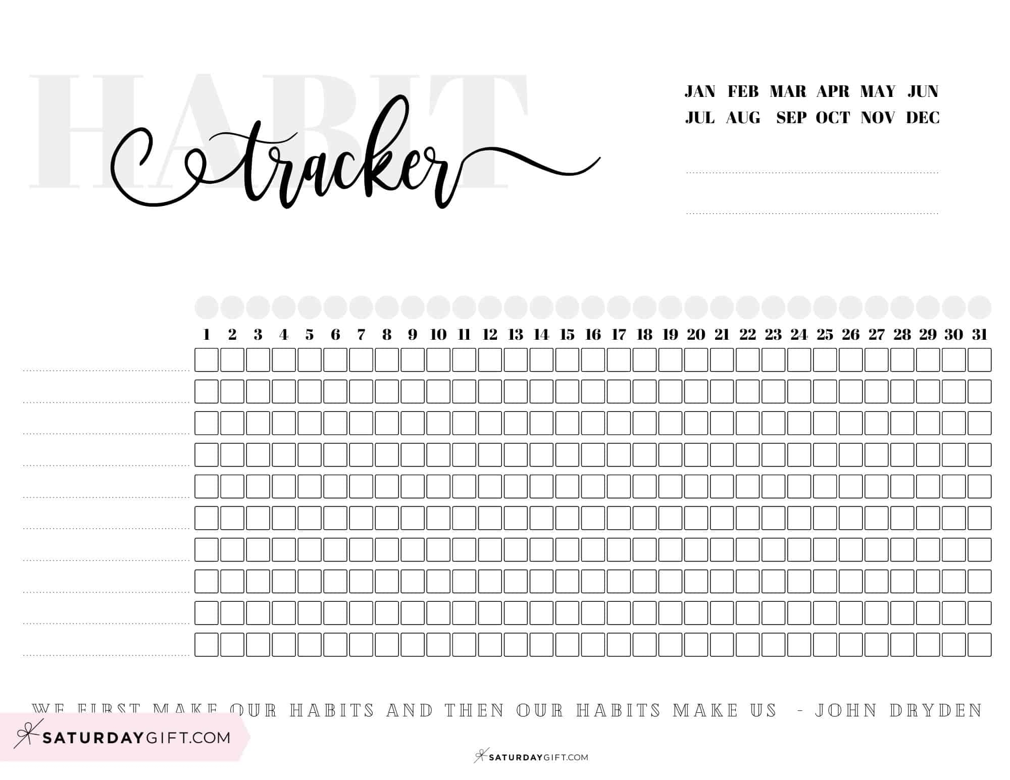 5 Daily Habits Checklist Tracker Printable