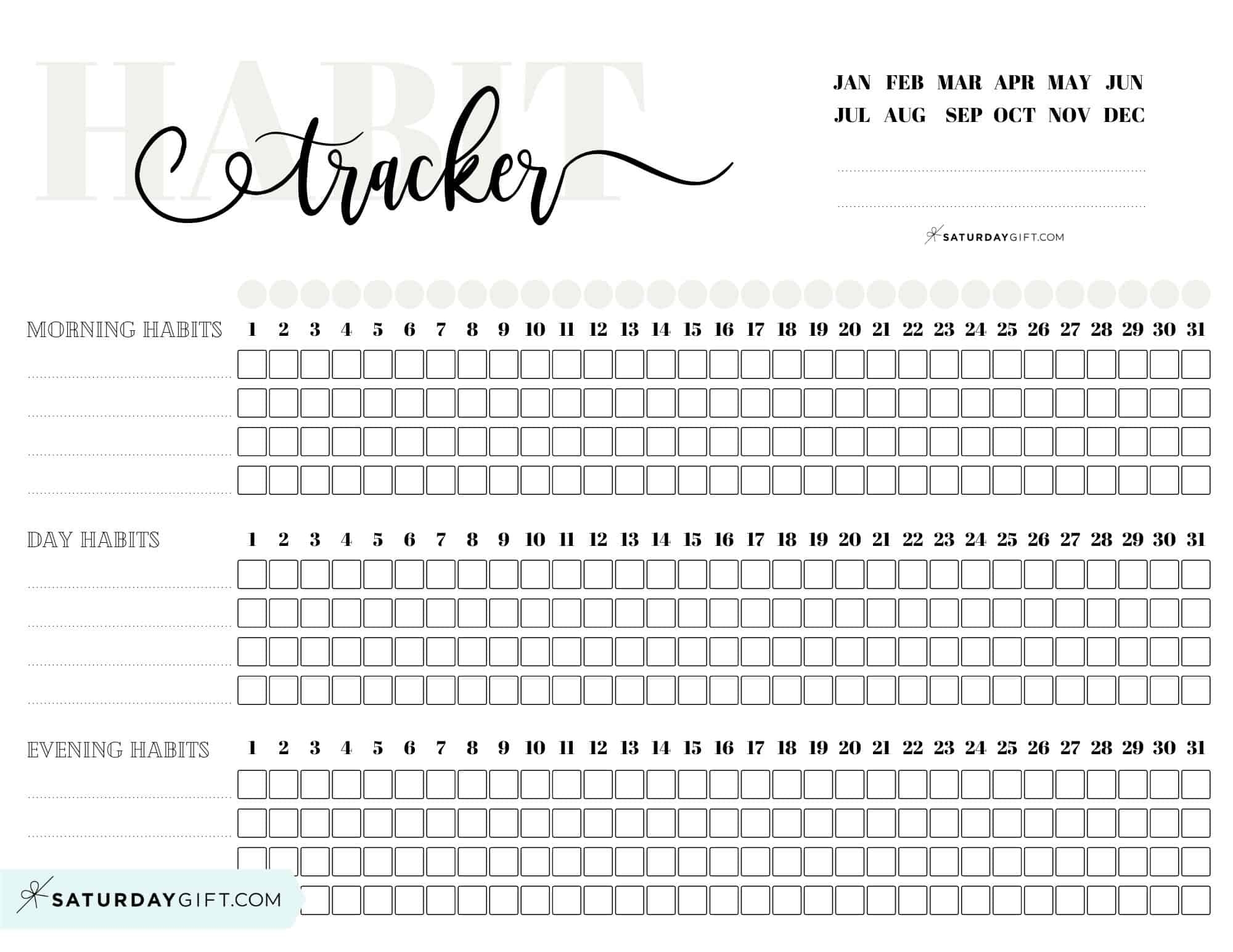 Habit Tracker Printable For Dot Grid