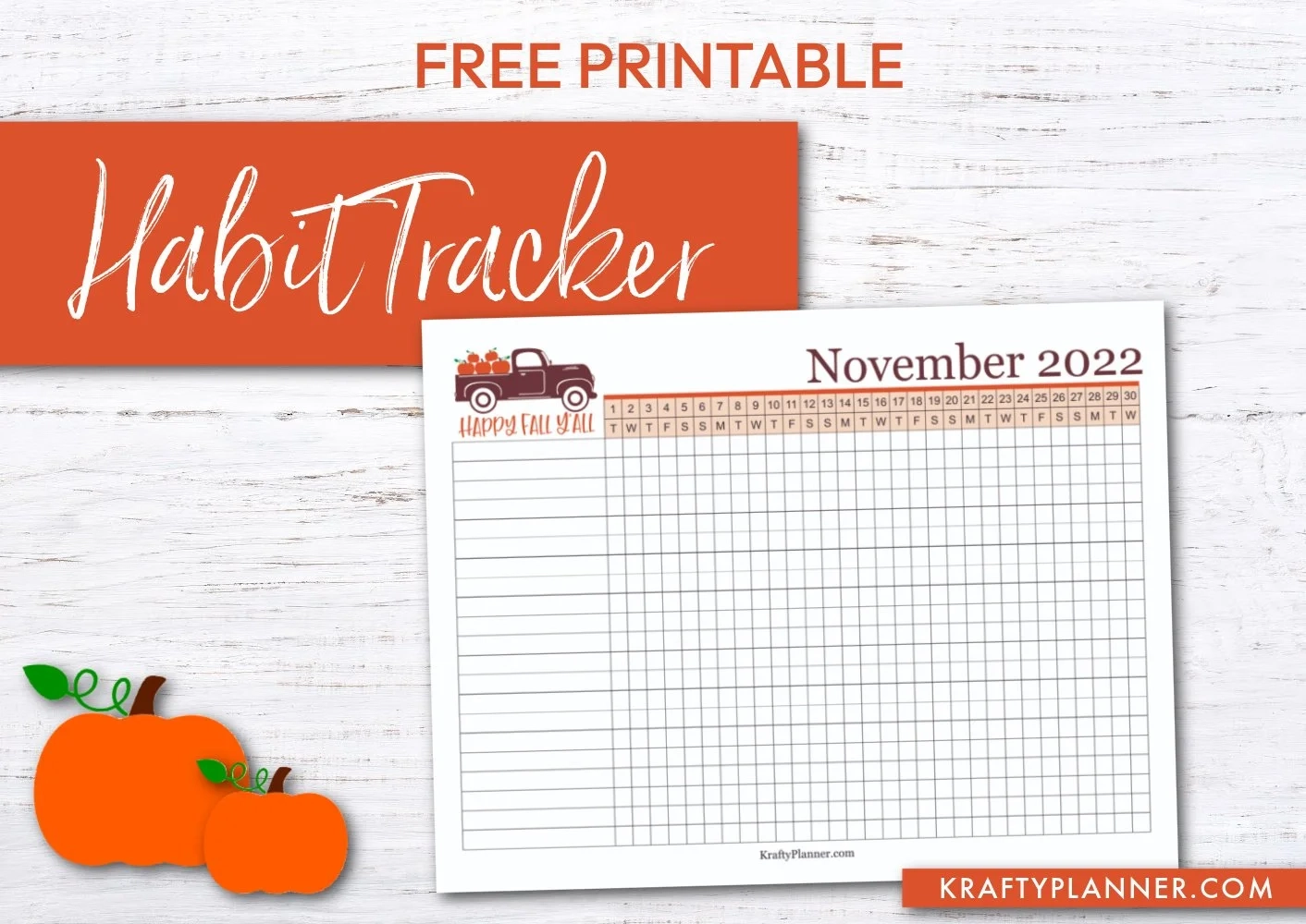 Free Printable November Habit Tracker Krafty Planner
