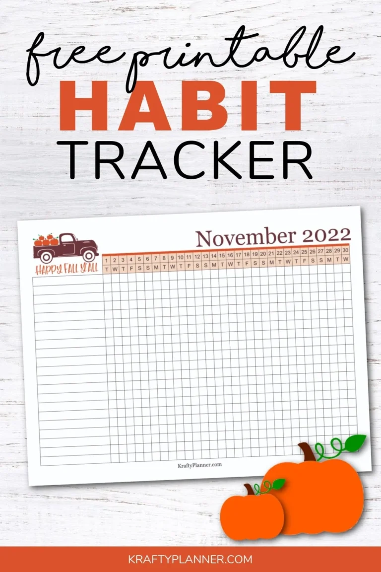 Free Printable November Habit Tracker Krafty Planner