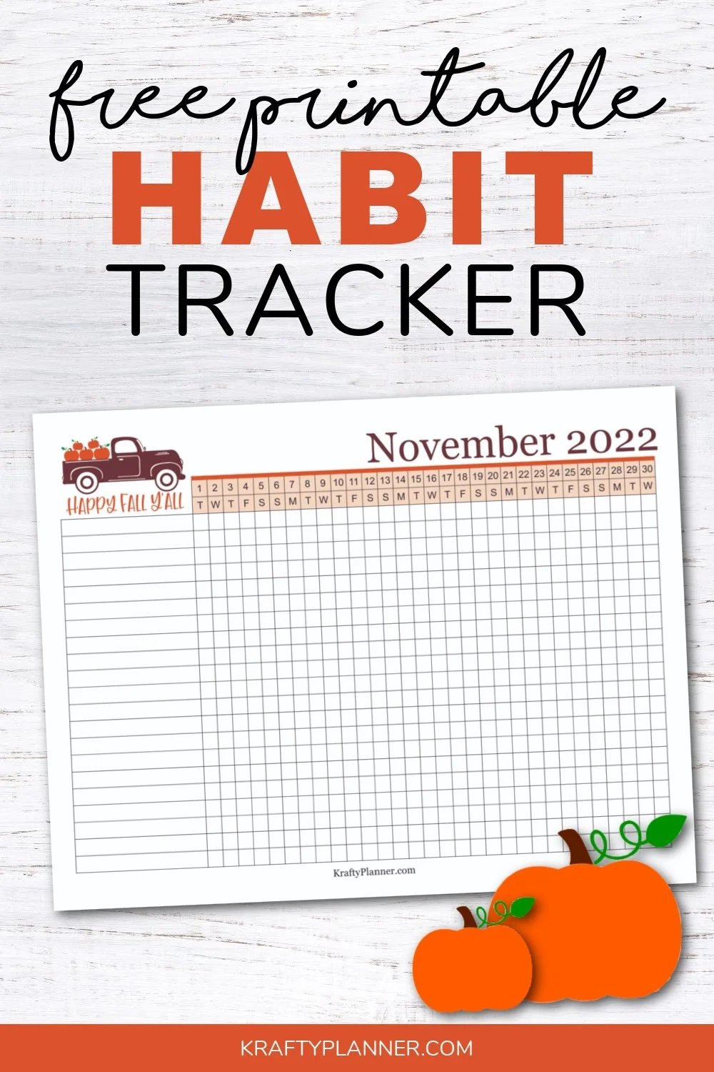 Free Printable November Habit Tracker Krafty Planner