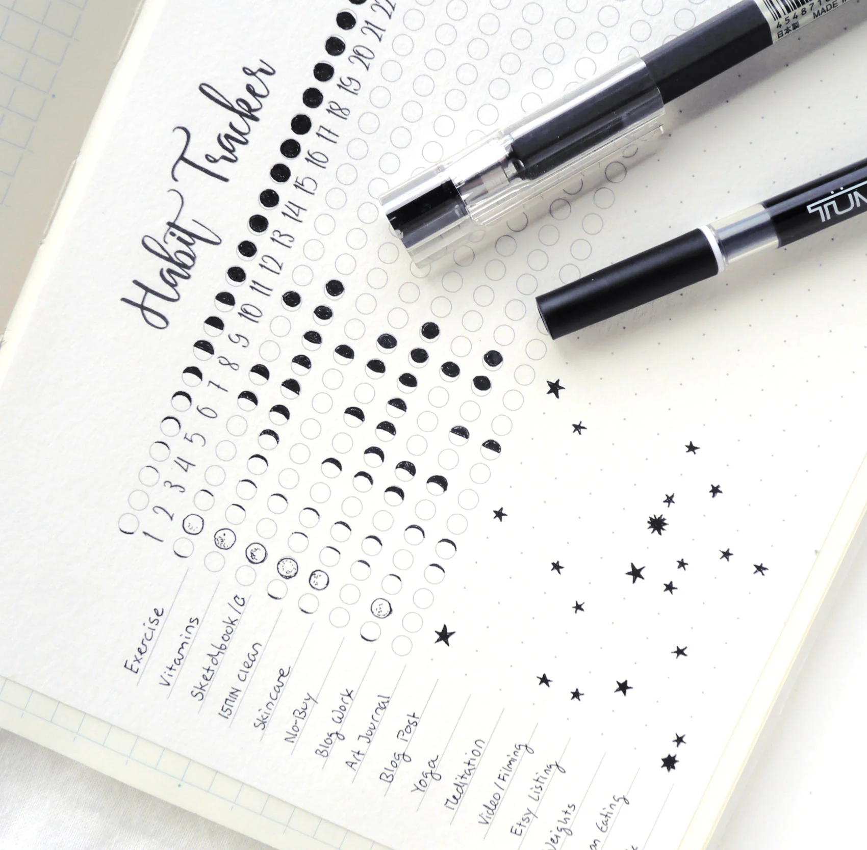 Habit Tracker Starry Sky Bujo Printable