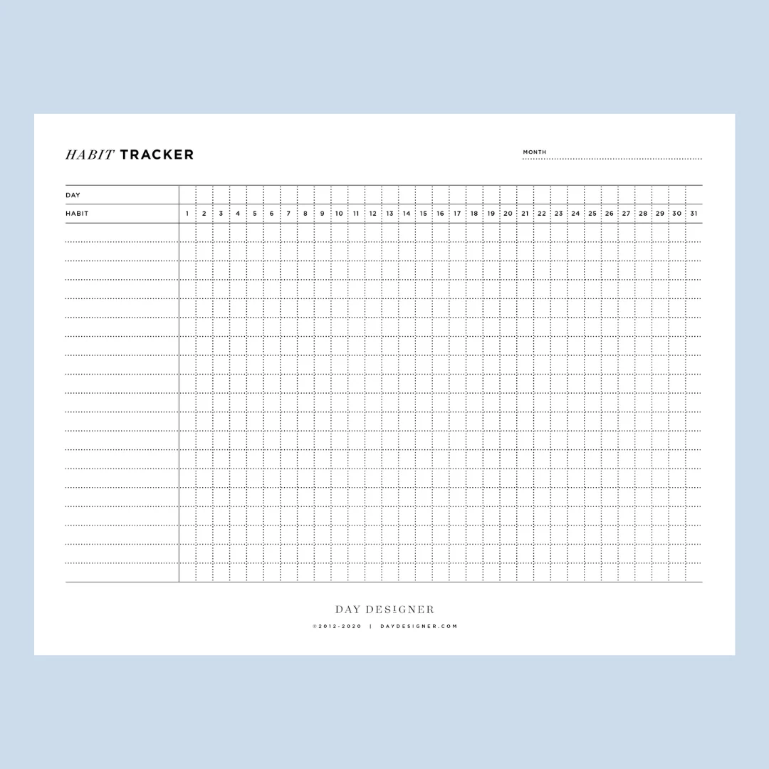 Printable Monthly Habit Tracker Template