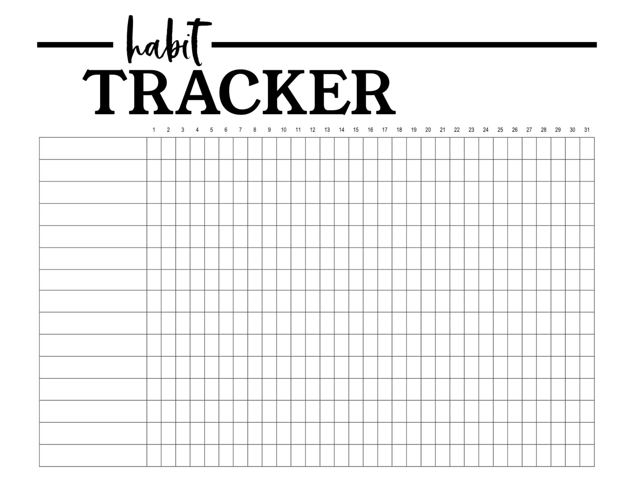 Free Printable Monthly Habit Tracker