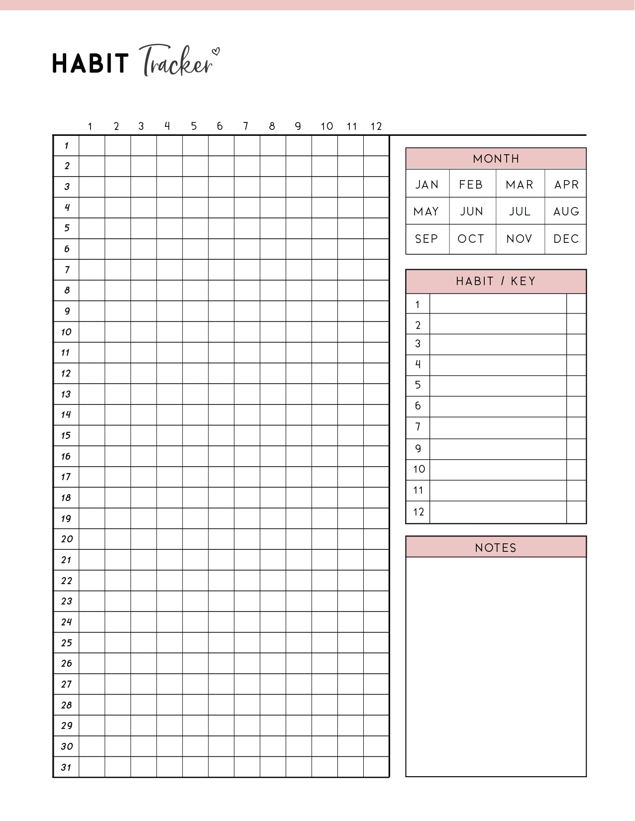 Free Printable Habit Tracker Template