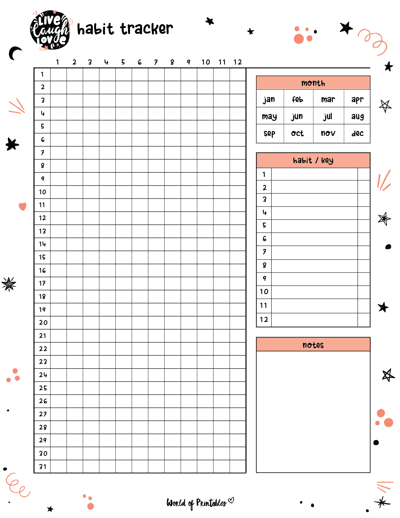 Free Printable Editable Habit Tracker